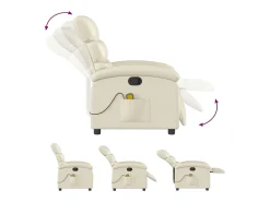Poltrona de massagens reclinável couro artificial cor creme