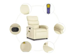 Poltrona de massagens reclinável couro artificial cor creme
