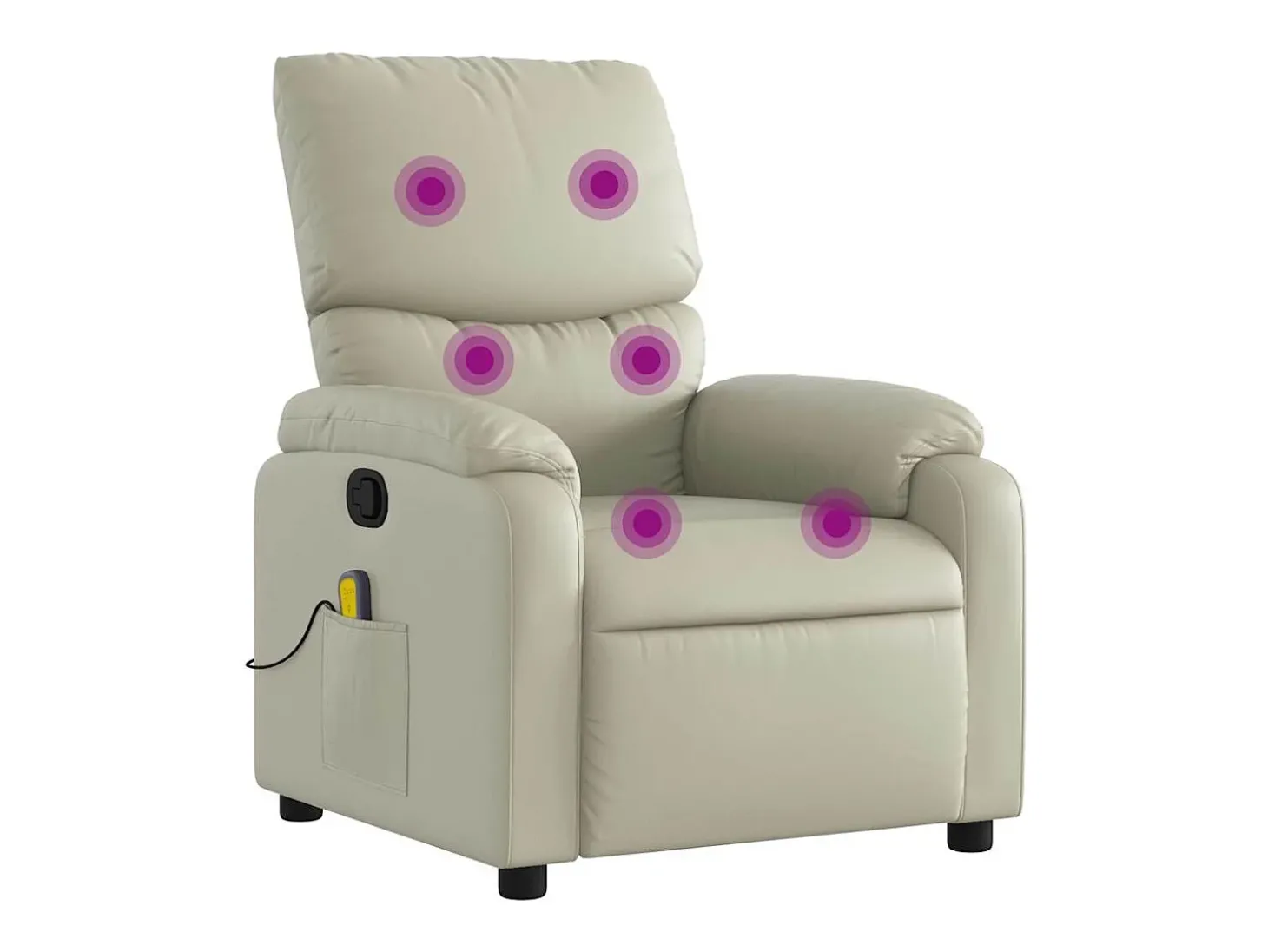 Poltrona de massagens reclinável couro artificial cor creme