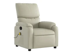 Poltrona de massagens reclinável couro artificial cor creme