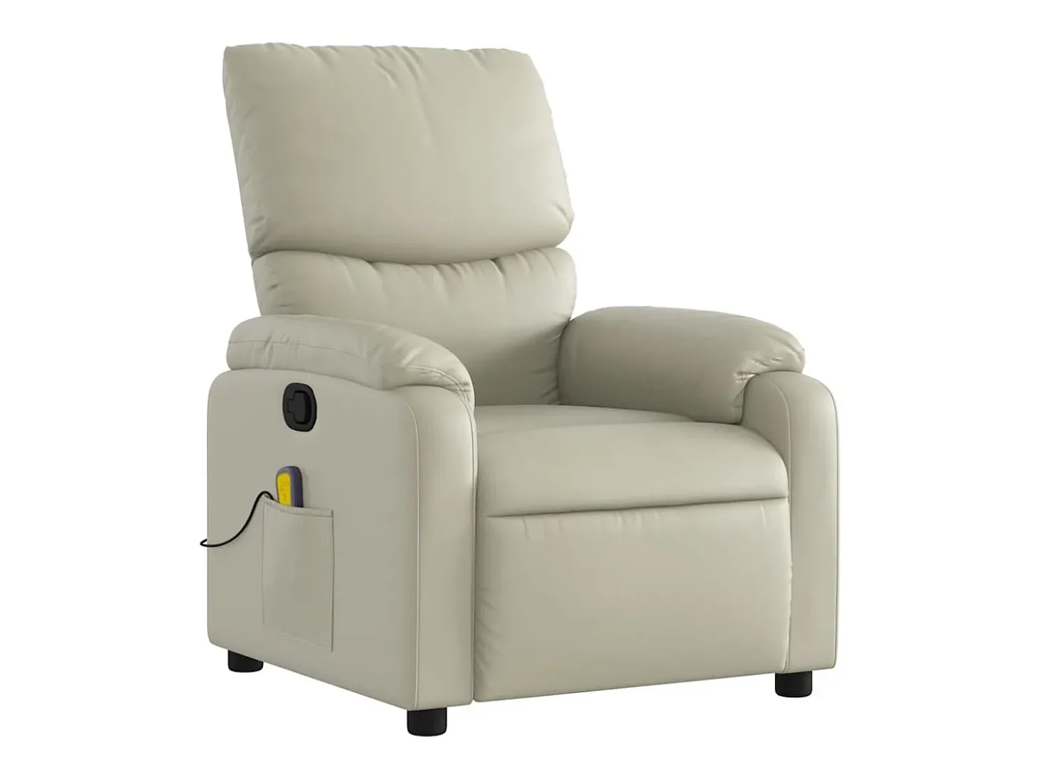 Poltrona de massagens reclinável couro artificial cor creme