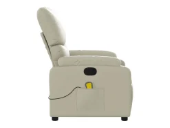 Poltrona de massagens reclinável couro artificial cor creme