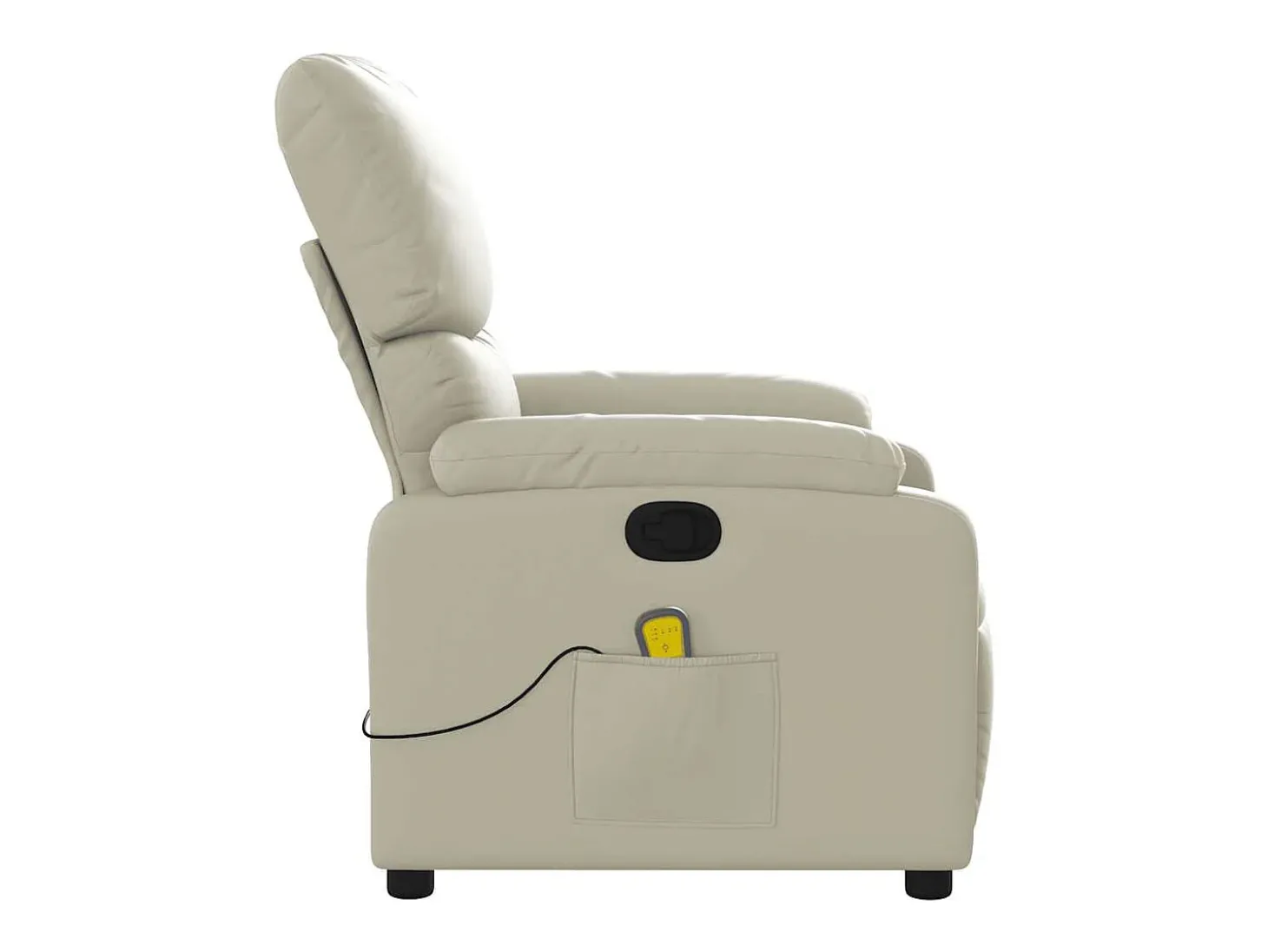 Poltrona de massagens reclinável couro artificial cor creme