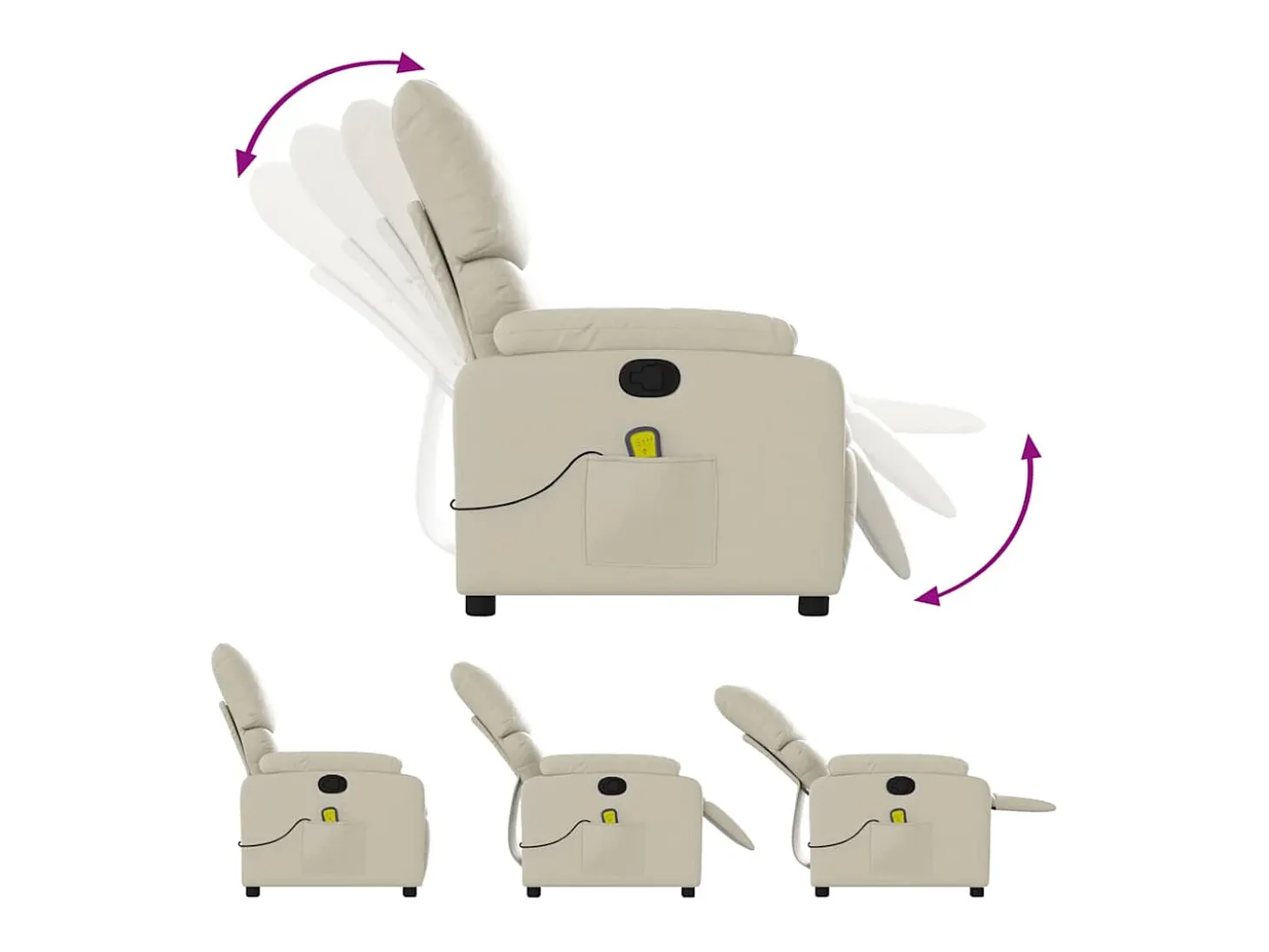 Poltrona de massagens reclinável couro artificial cor creme