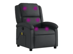 Poltrona de massagens reclinável couro genuíno preto