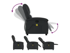 Poltrona de massagens reclinável couro genuíno preto