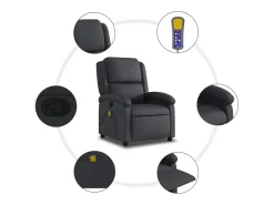 Poltrona de massagens reclinável couro genuíno preto
