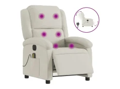 Poltrona de massagens reclinável elétrica veludo cor creme