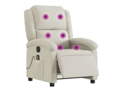Poltrona de massagens reclinável elétrica veludo cor creme