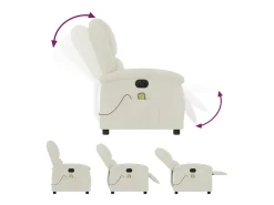 Poltrona de massagens reclinável elétrica veludo cor creme