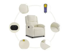 Poltrona de massagens reclinável elétrica veludo cor creme