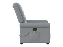 Poltrona de massagens reclinável tecido cinzento-claro