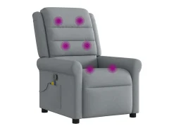 Poltrona de massagens reclinável tecido cinzento-claro