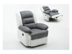 Poltrona de relaxamento "Buckingham" - 85 x 93 x 100 cm - Branco / Cinza claro