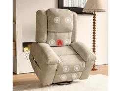 Poltrona de relaxamento elétrica para massagem - Vibração, calor e bolsos laterais - Marrom