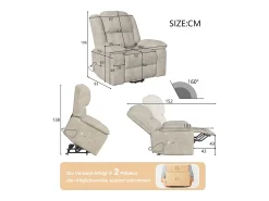Poltrona de relaxamento elétrica para massagem - Vibração, calor e bolsos laterais - Marrom