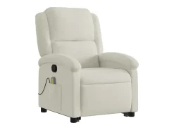Poltrona elevatória de massagens veludo cor creme