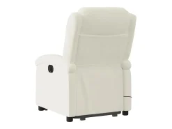 Poltrona elevatória de massagens veludo cor creme