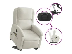 Poltrona elevatória de massagens veludo cor creme