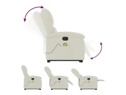 Poltrona elevatória de massagens veludo cor creme