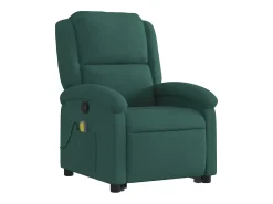 Poltrona elevatória de massagens veludo verde-escuro