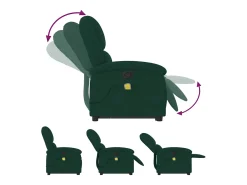Poltrona elevatória de massagens veludo verde-escuro