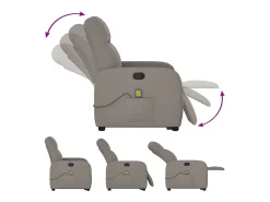 Poltrona elevatória de massagens tecido cinzento-acastanhado