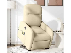 Poltrona elevatória de massagens tecido cor creme