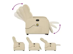 Poltrona elevatória de massagens tecido cor creme