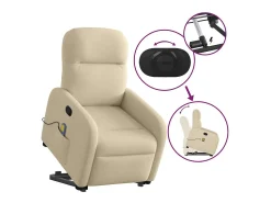Poltrona elevatória de massagens tecido cor creme