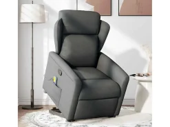 Poltrona elevatória de massagens tecido cinzento-escuro