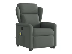 Poltrona elevatória de massagens tecido cinzento-escuro