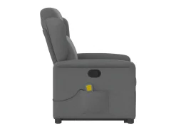 Poltrona elevatória de massagens tecido cinzento-escuro