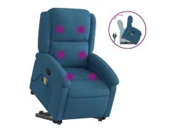 Poltrona elevatória de massagens veludo azul