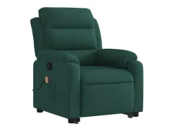 Poltrona elevatória de massagens veludo verde-escuro