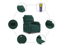 Poltrona elevatória de massagens veludo verde-escuro