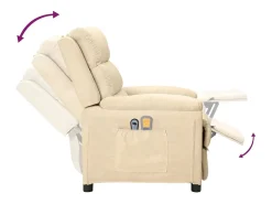 Poltrona elevatória de massagens elétrica tecido creme