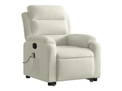Poltrona elevatória de massagens veludo cor creme