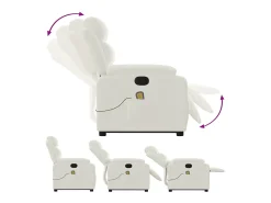 Poltrona elevatória de massagens veludo cor creme