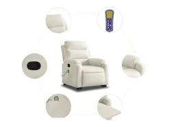 Poltrona elevatória de massagens veludo cor creme