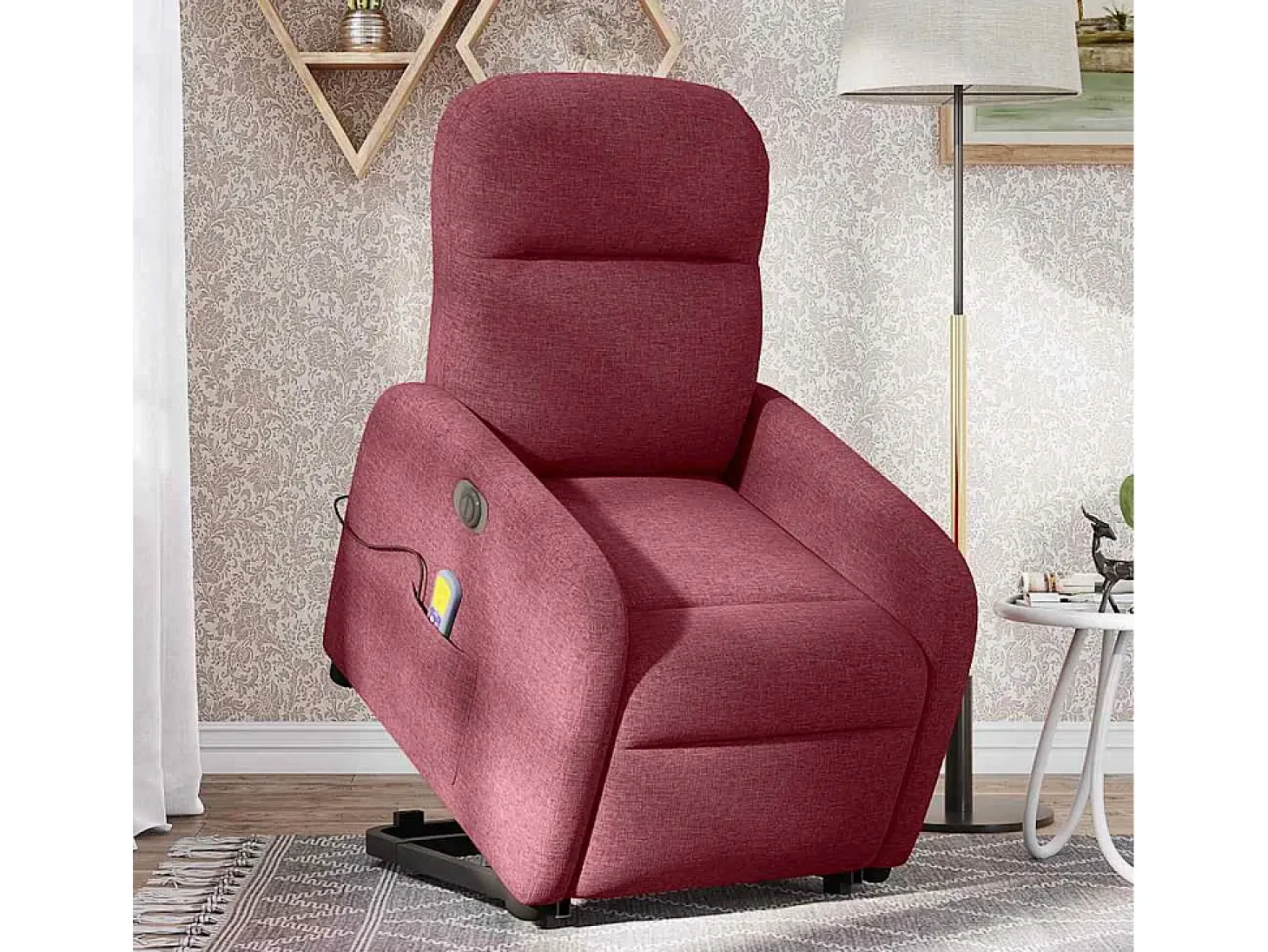 Poltrona elevatória de massagens elétrica tecido vermelho tinto
