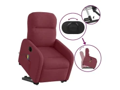 Poltrona elevatória de massagens elétrica tecido vermelho tinto