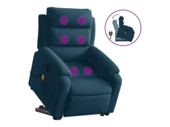 Poltrona elevatória de massagens veludo azul