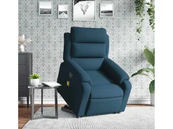 Poltrona elevatória de massagens veludo azul