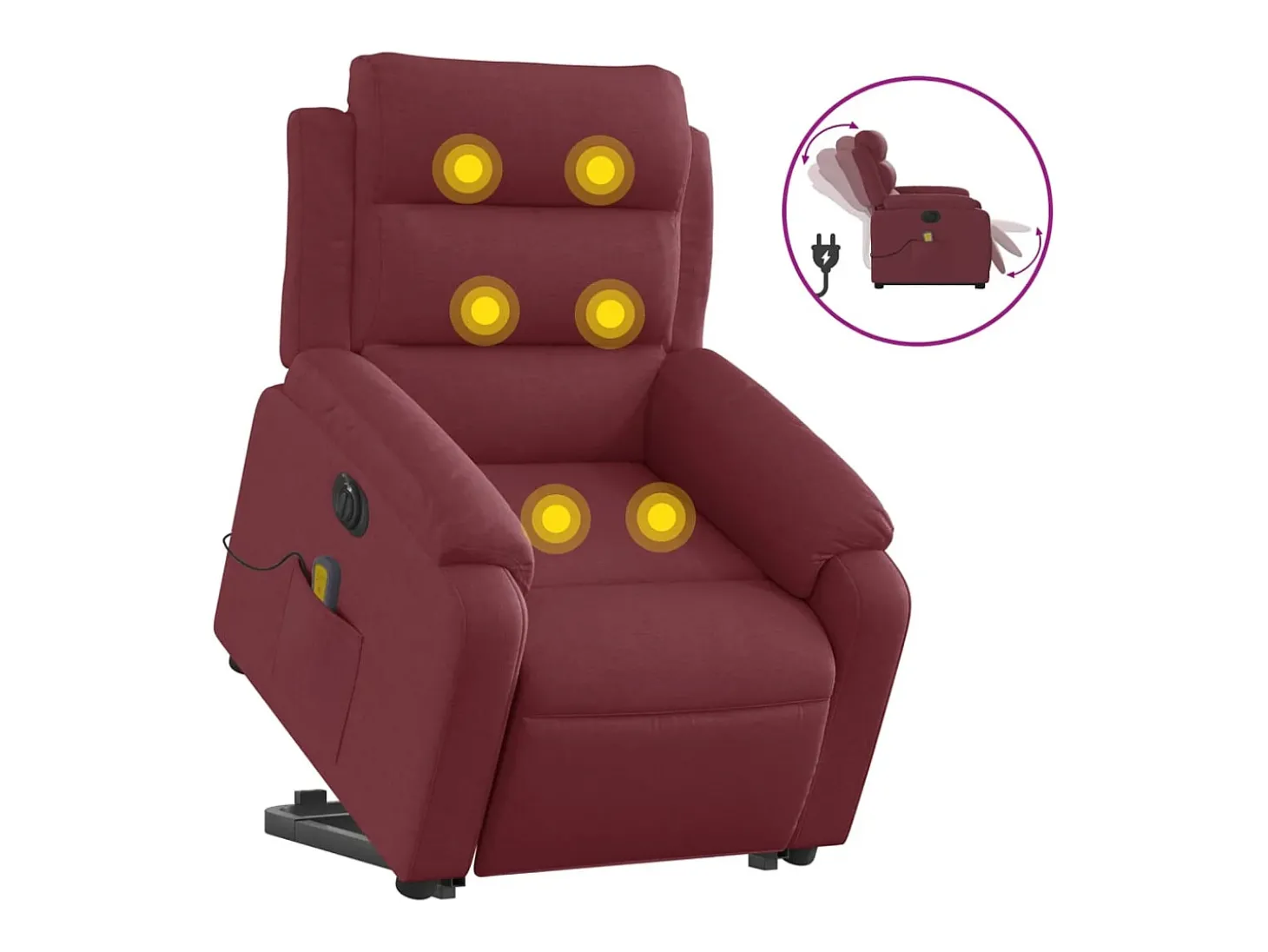 Poltrona elevatória de massagens elétrica tecido vermelho tinto