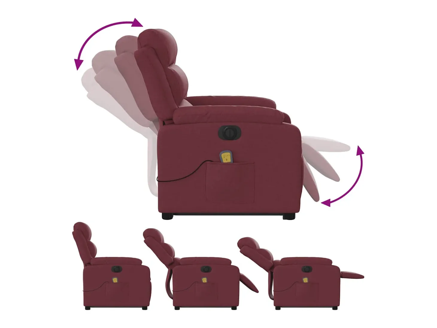 Poltrona elevatória de massagens elétrica tecido vermelho tinto
