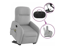 Poltrona elevatória de massagens tecido cinzento-nublado