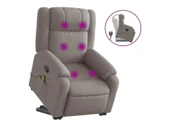 Poltrona elevatória de massagens tecido cinzento-acastanhado