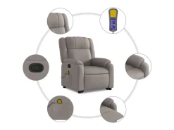 Poltrona elevatória de massagens tecido cinzento-acastanhado