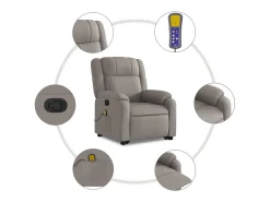 Poltrona elevatória de massagens tecido cinzento-acastanhado